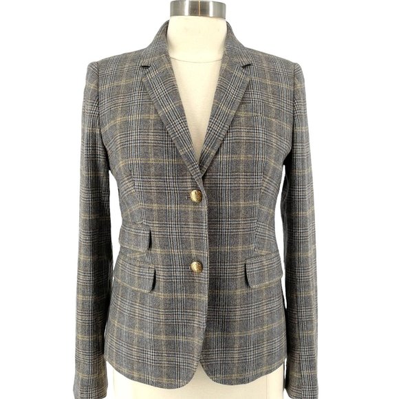 J. Crew Jackets & Blazers - J. Crew Schoolboy RARE Grey Tweed Plaid Wool Single-Breasted 2-Button Blazer 6
